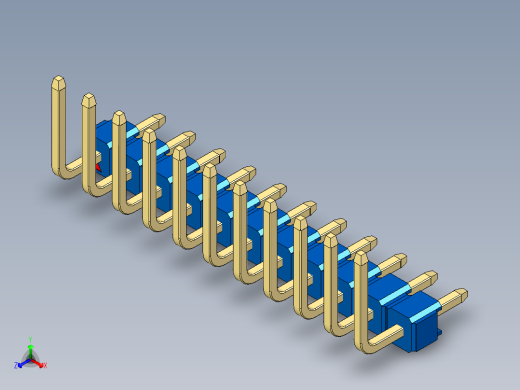彩色公排针 100mil 2.54mm 系列-DS1022_blue_11p_100mil_TypeU_rev1.0
