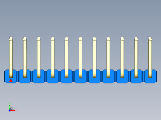 彩色公排针 100mil 2.54mm 系列-DS1022_blue_11p_100mil_TypeU_rev1.0前视缩略图