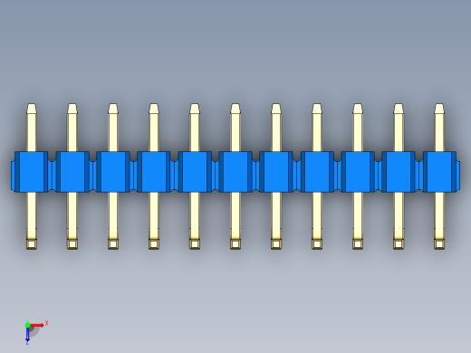 彩色公排针 100mil 2.54mm 系列-DS1022_blue_11p_100mil_TypeU_rev1.0俯视缩略图