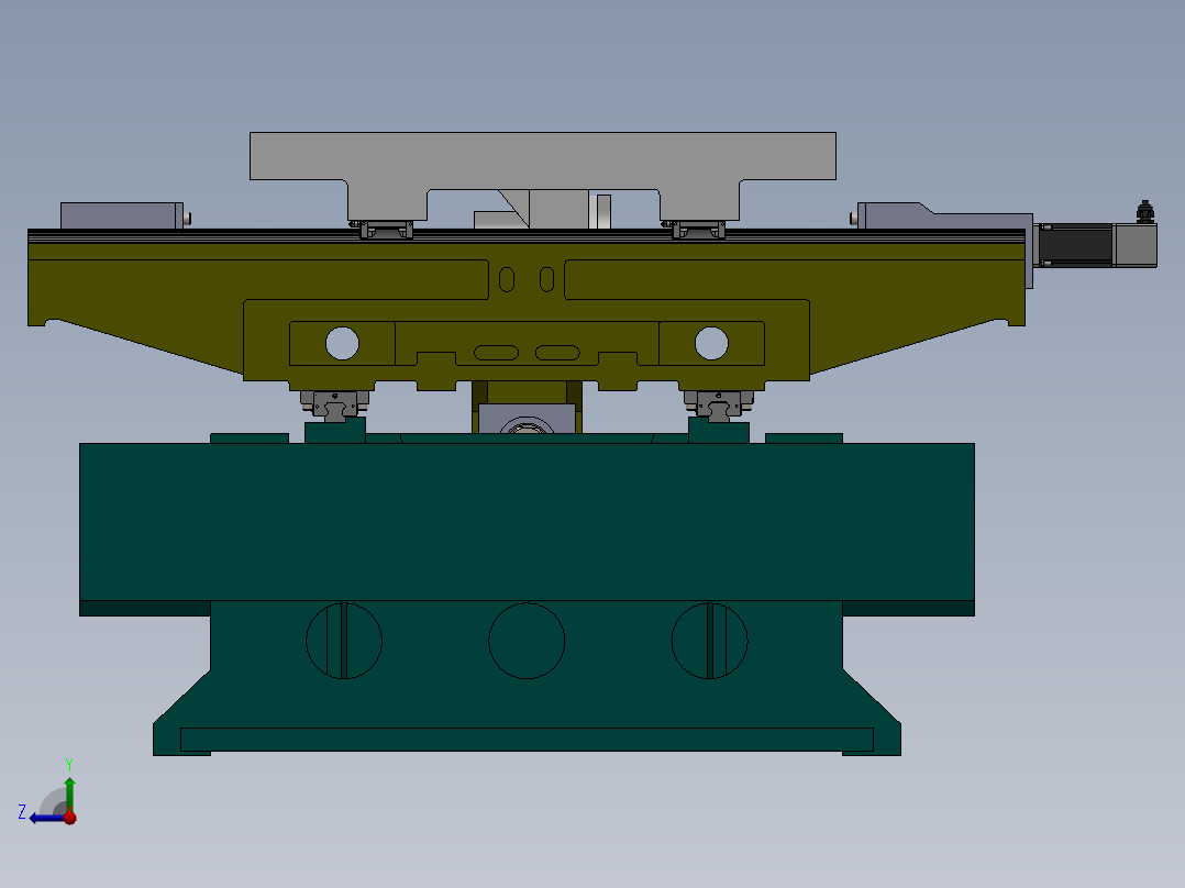 CNC数控加工台导向结构右视图