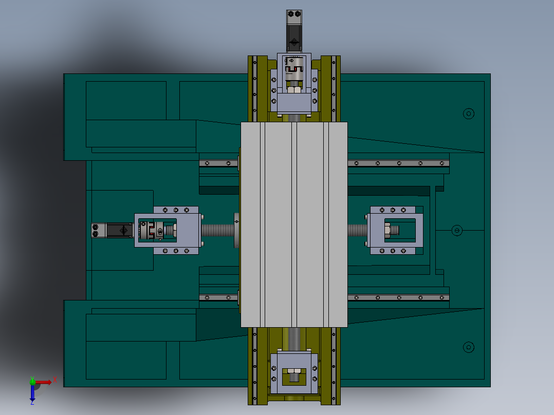 CNC数控加工台导向结构俯视图