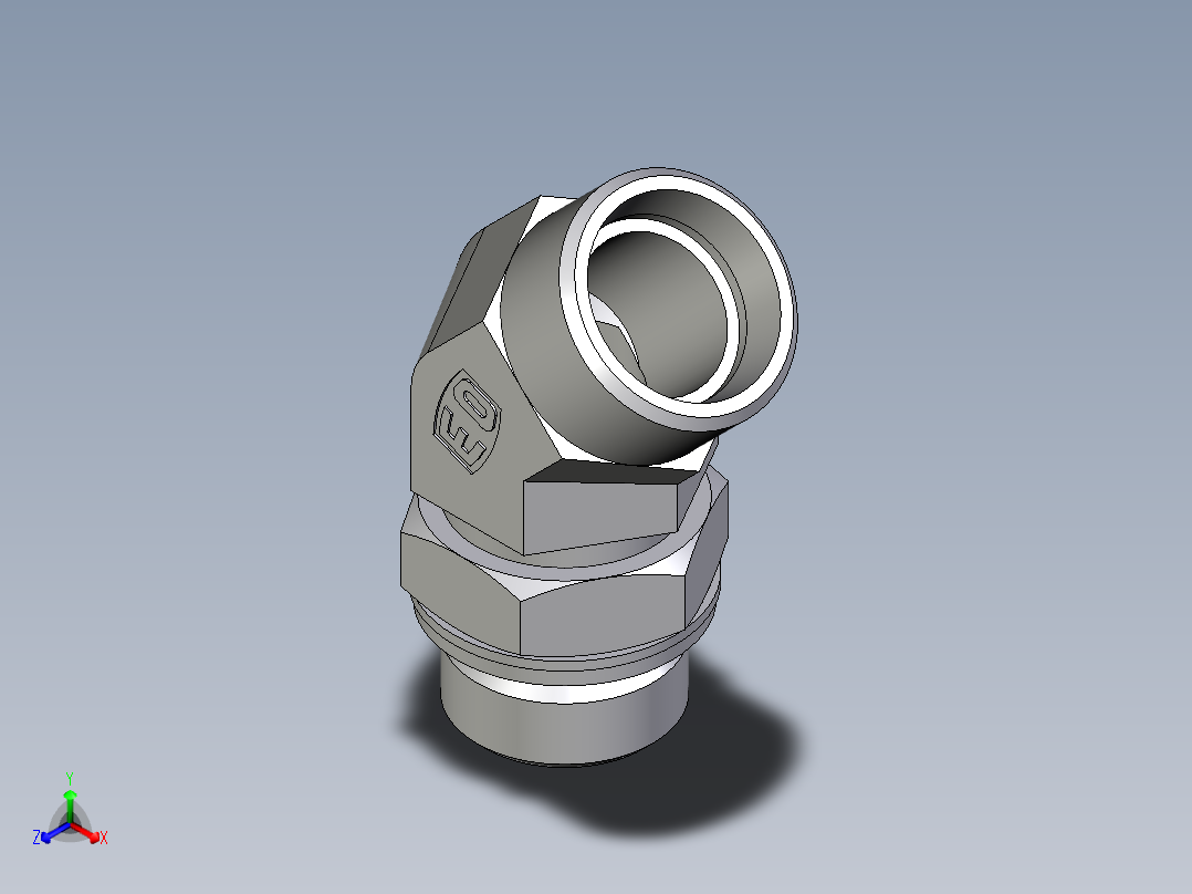 卡套式工业通用硬管接头EO_Adjustable_locknut_45_deg_elbow_VEE22LM27X2OMDCF主视图