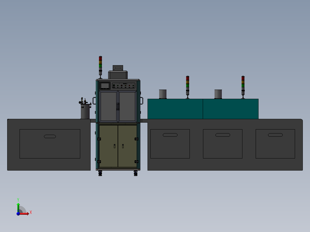 眼睛镜片点胶烘烤流水线前视图