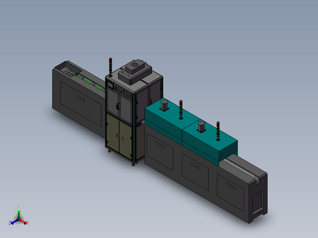 眼睛镜片点胶烘烤流水线正等轴测图