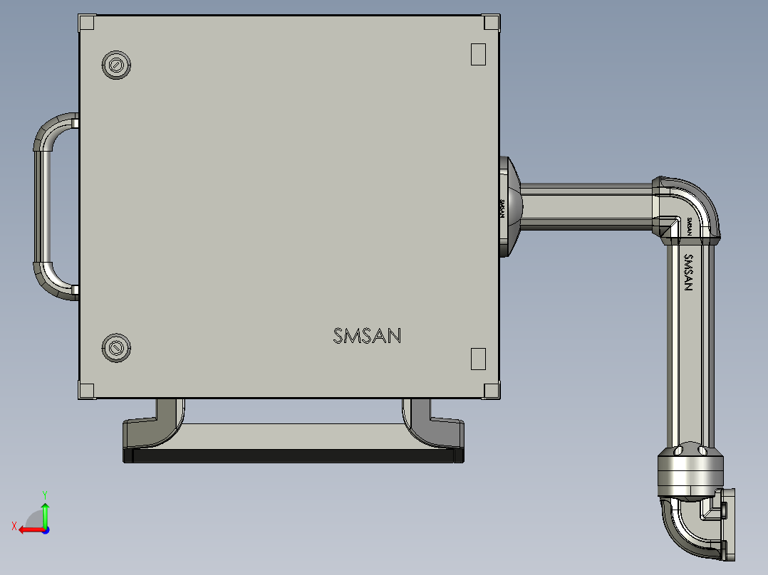 悬臂控制操控箱键盘支架-L3-垂直墙座-转角-固定底座-300-200后视图