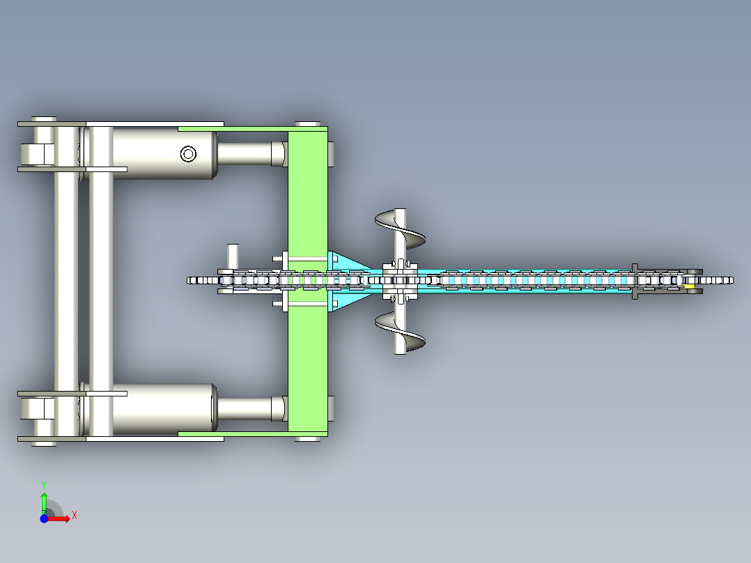 链式开沟机三维带参模型前视图