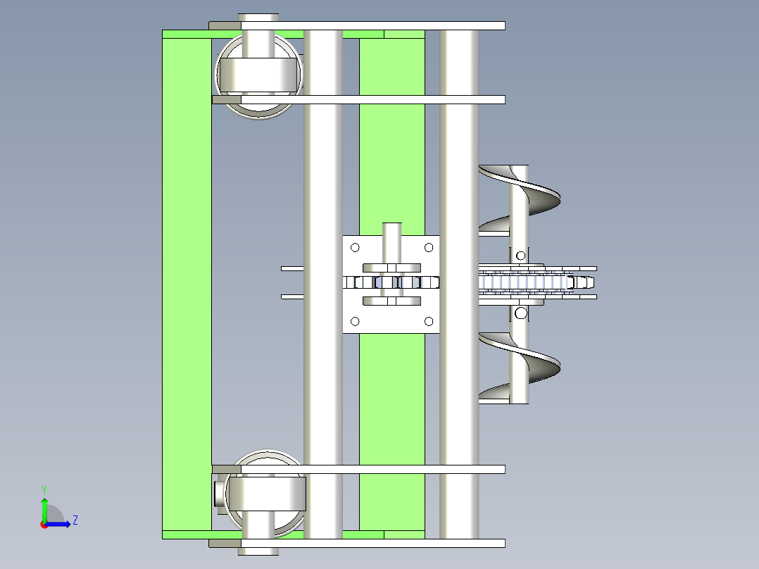 链式开沟机三维带参模型左视图