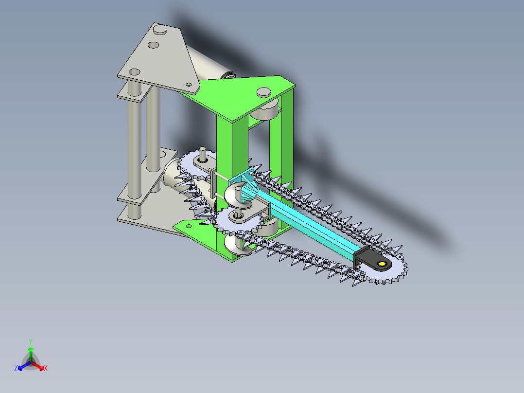 链式开沟机三维带参模型正等轴测图
