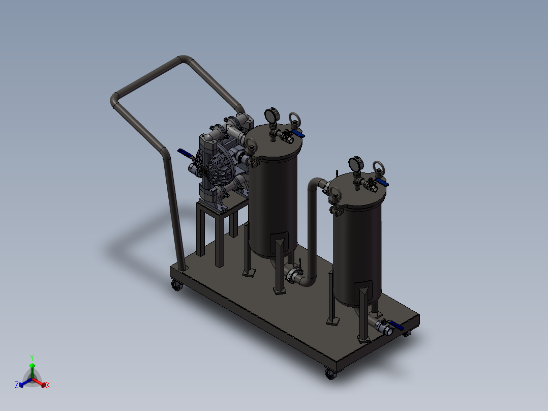 移动式过滤器模型sw16正等轴测图