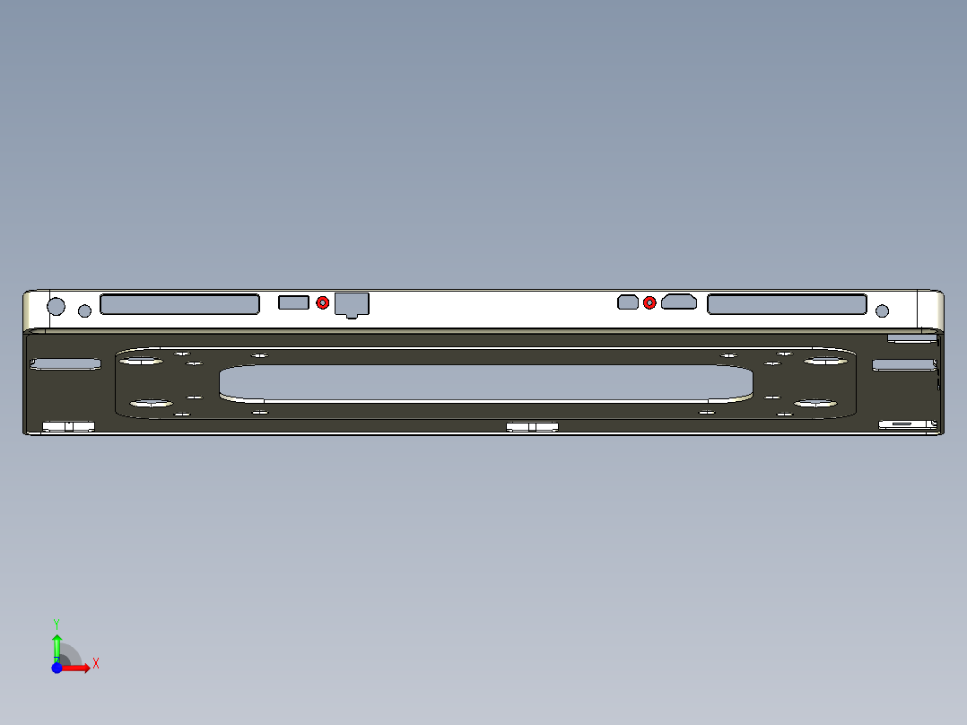 大尺寸电脑中框铣长槽CNC编程程序模型前视图