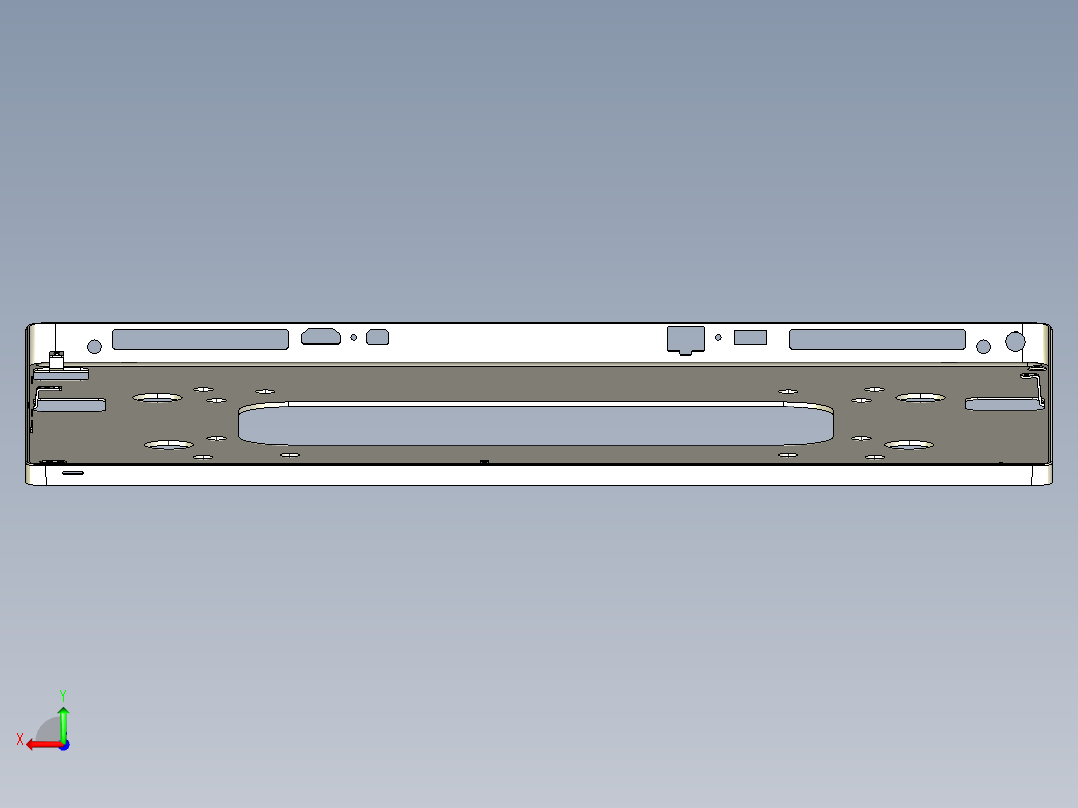 大尺寸电脑中框铣长槽CNC编程程序模型后视图