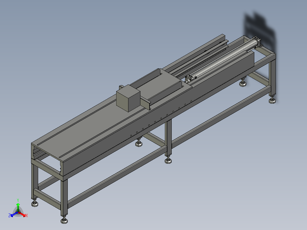短圆棒料加热炉推钢机正等轴测图