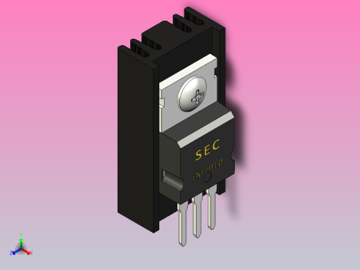 LM7910黑色散热器25 x 12 6 x 6 5毫米孔18 3毫米.stp