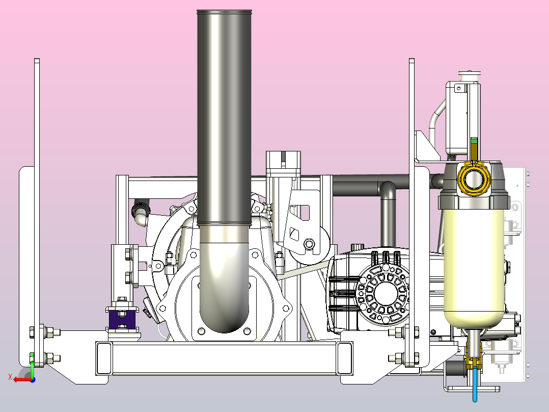 9吨高压清洗车上装动力总成后视图