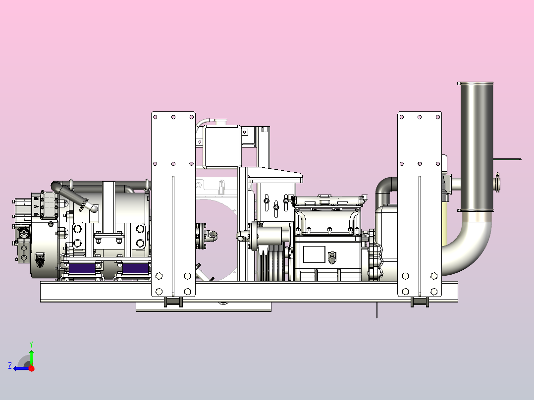 9吨高压清洗车上装动力总成右视图