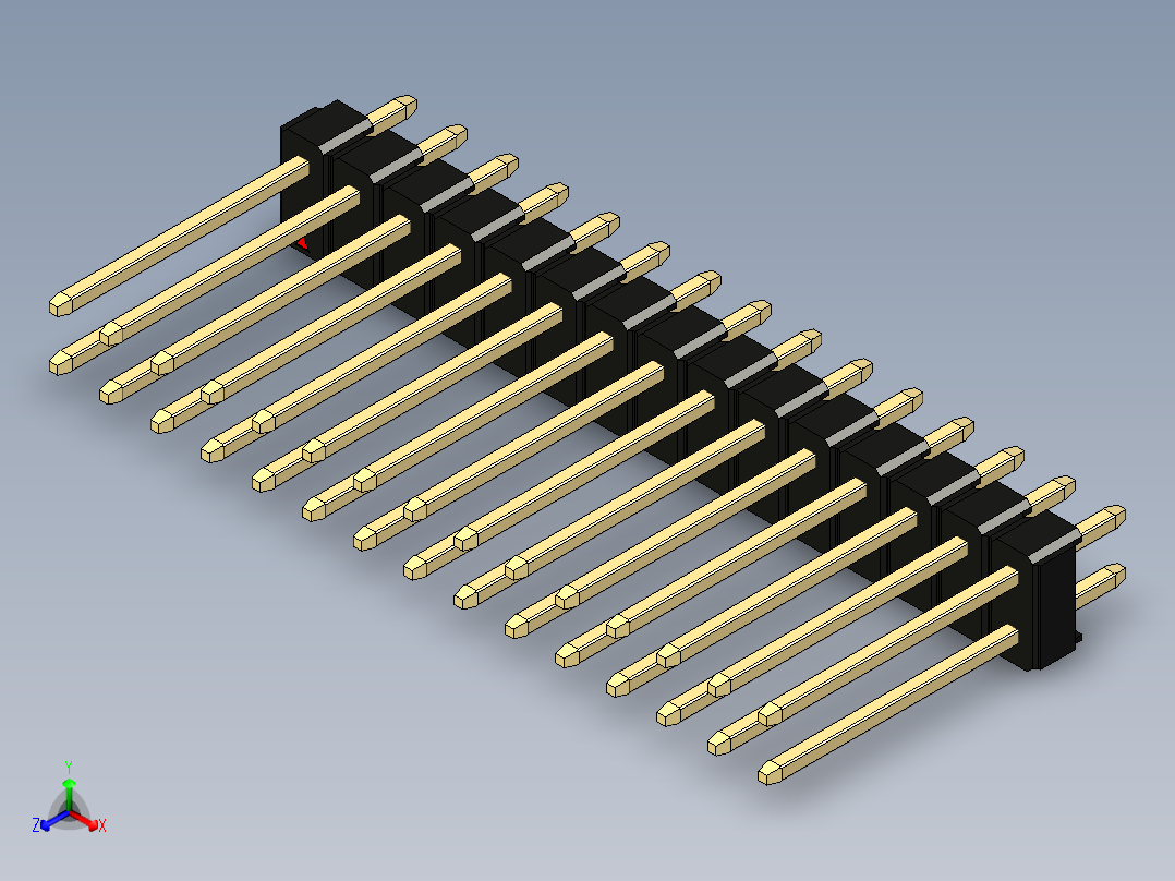 彩色公头100mil（2.54mm）系列-DS1021_black_2x15p_100mil_Type5_rev1.0正等轴测图