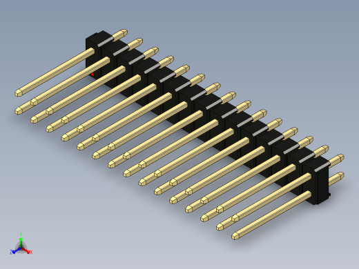 彩色公头100mil（2.54mm）系列-DS1021_black_2x15p_100mil_Type5_rev1.0正等轴测缩略图