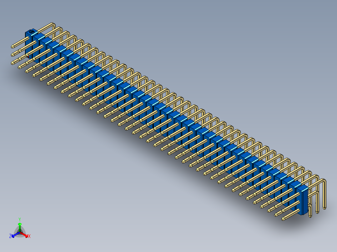 彩色公排针 100mil 2.54mm 系列-DS1022_blue_3x39p_100mil_TypeD_rev1.0主视图