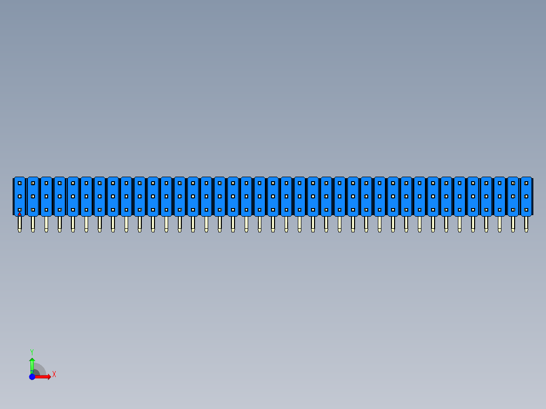 彩色公排针 100mil 2.54mm 系列-DS1022_blue_3x39p_100mil_TypeD_rev1.0前视图