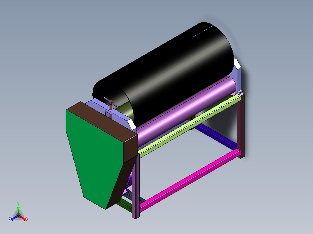 电动铝板滚圆机正等轴测图