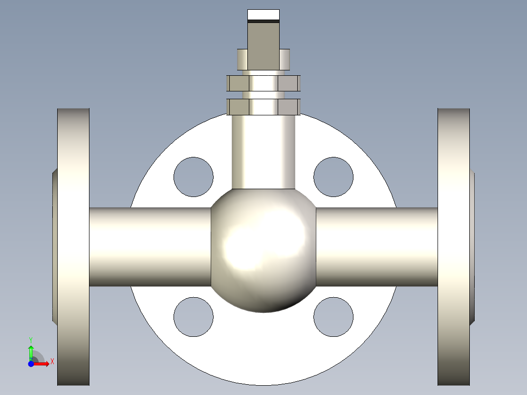 管道手动球阀-水管开关阀-手动阀门DN20三通球阀前视图
