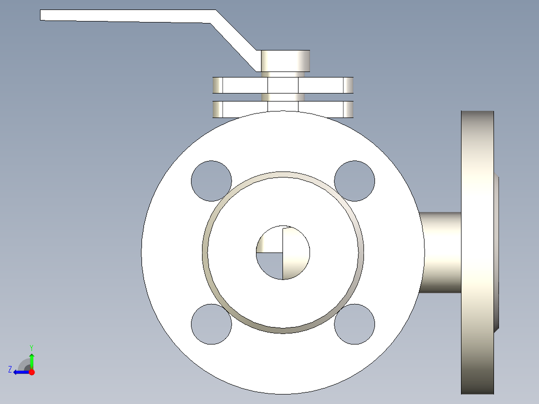 管道手动球阀-水管开关阀-手动阀门DN20三通球阀右视图