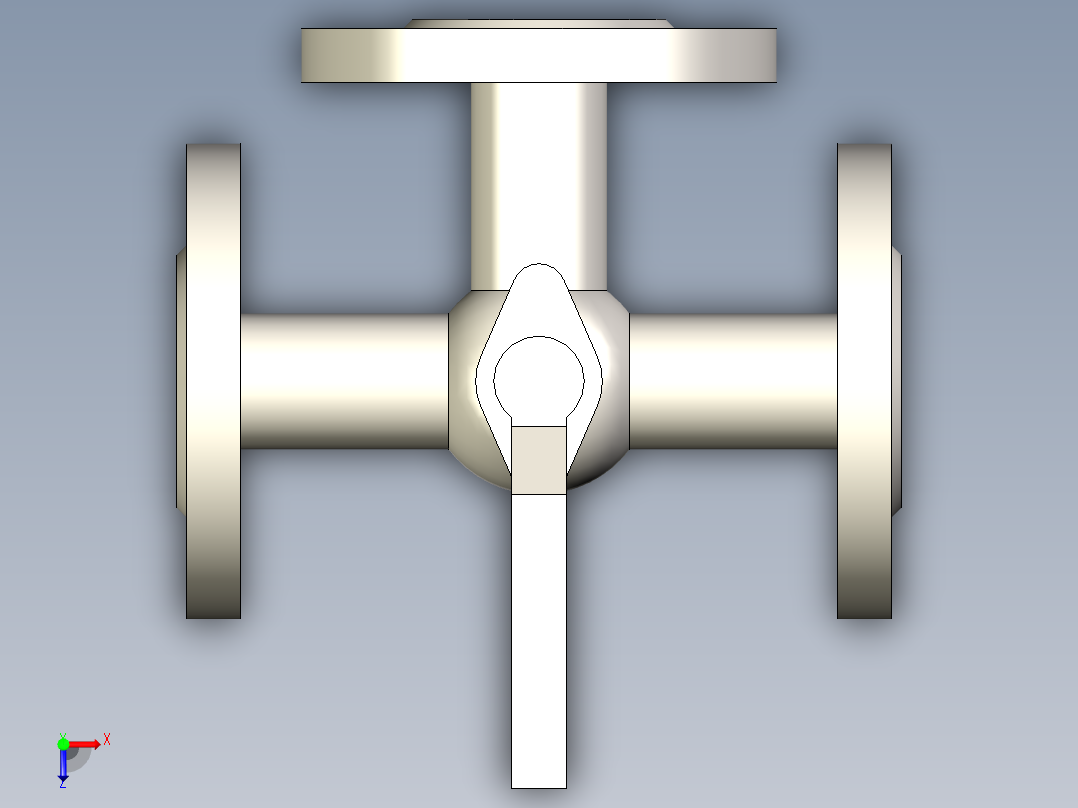 管道手动球阀-水管开关阀-手动阀门DN20三通球阀俯视图