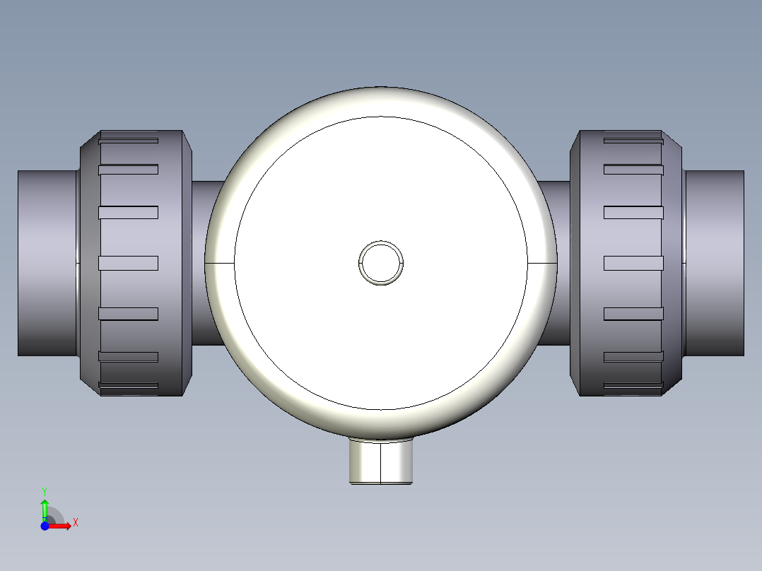 14DKPULVCP NO 气动隔膜阀常开与溶剂焊接女性联盟结束，BS PVC-U系列前视图