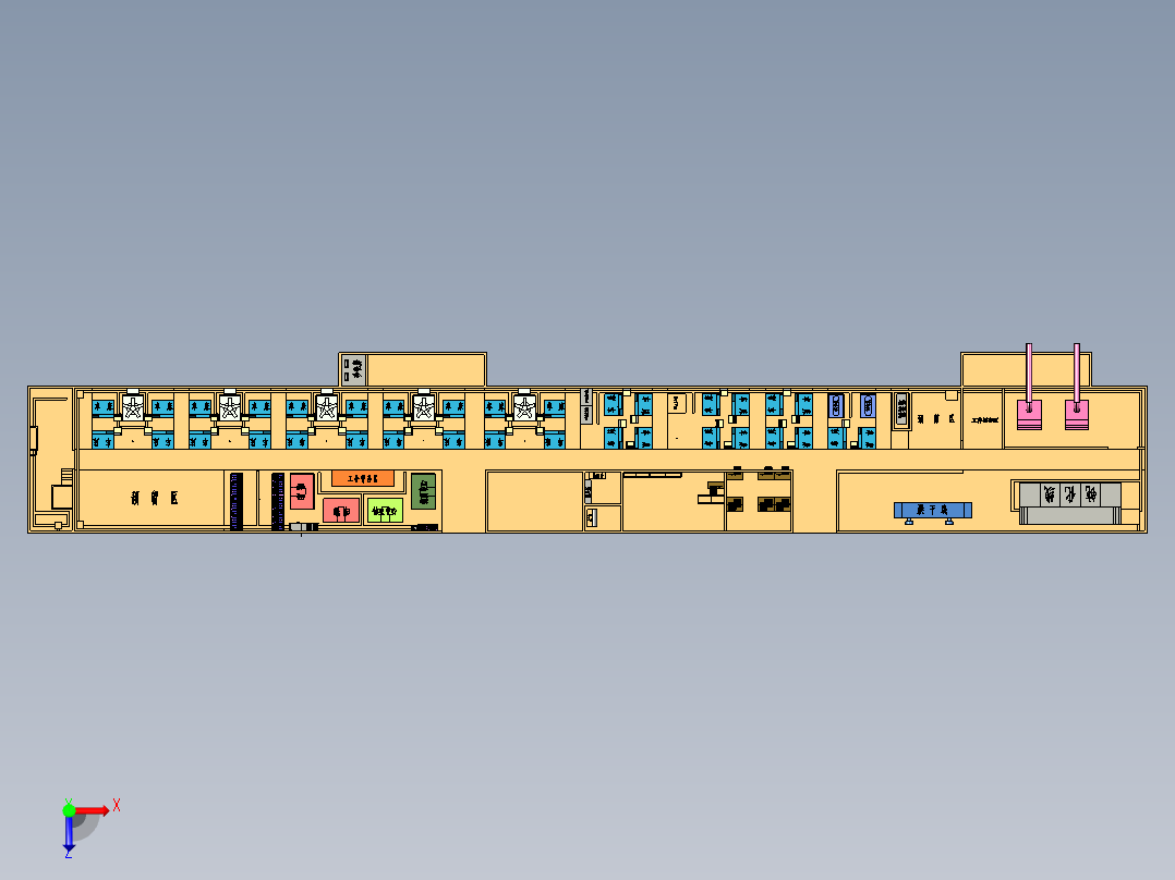 机械制造厂机械加工车间产线俯视图