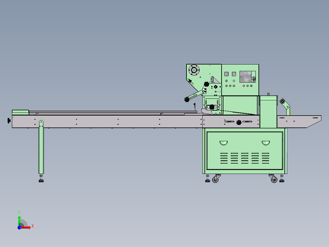 小件产品包装机（sw18可编辑+工程图）前视图