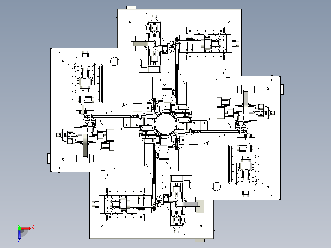 滚珠打孔组装机俯视图