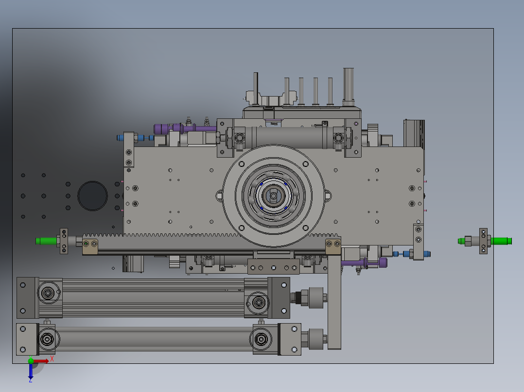 前后工位切换转台机构俯视图