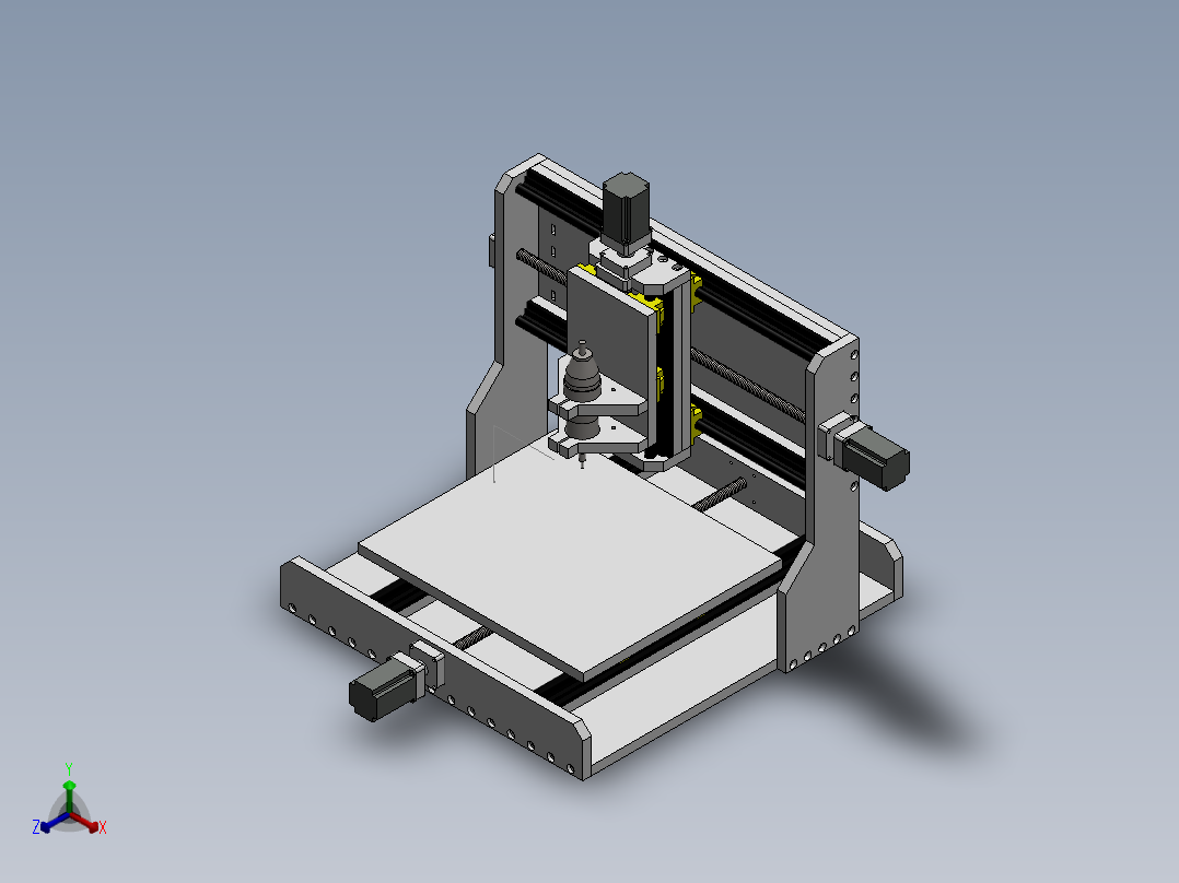 小型雕铣机正等轴测图