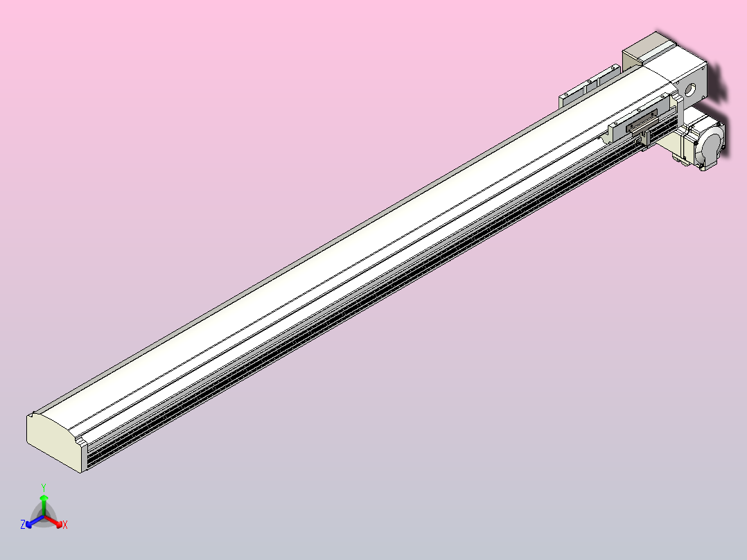 皮带直线轴半封闭可选导轨TPA-HNB-105D-90-L950-RP-Y-P20-N3正等轴测图