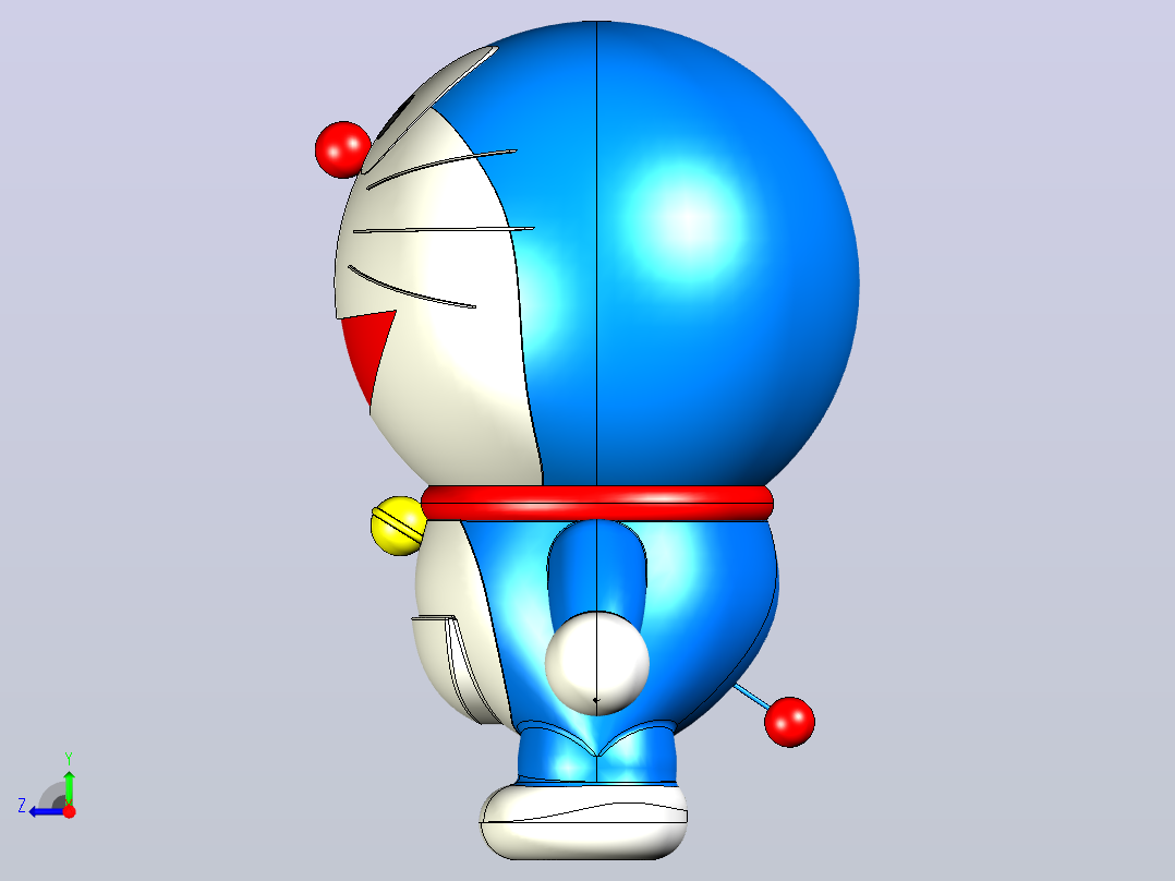 哆啦A梦 3D模型右视图