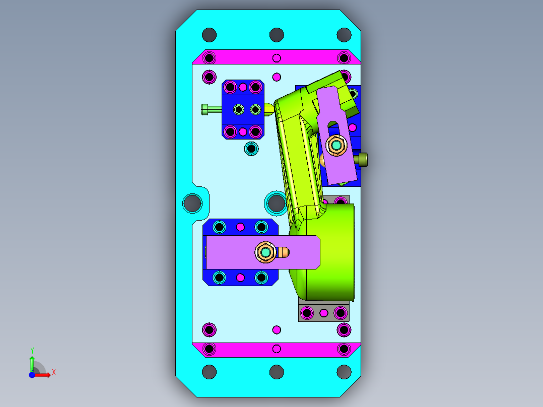 卧式加工中心夹具前视图