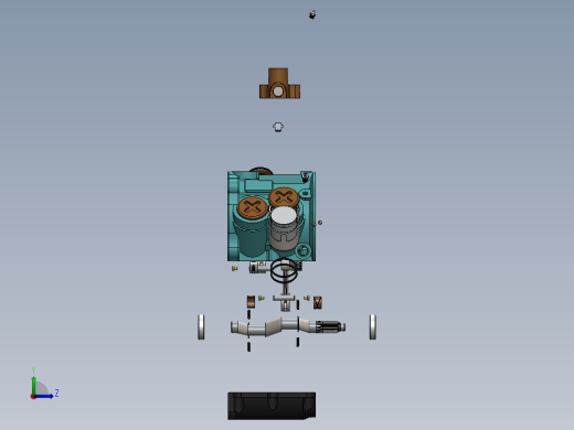 简易四缸发动机爆炸3D模型图纸 Solidworks设计 附平面工程图左视缩略图