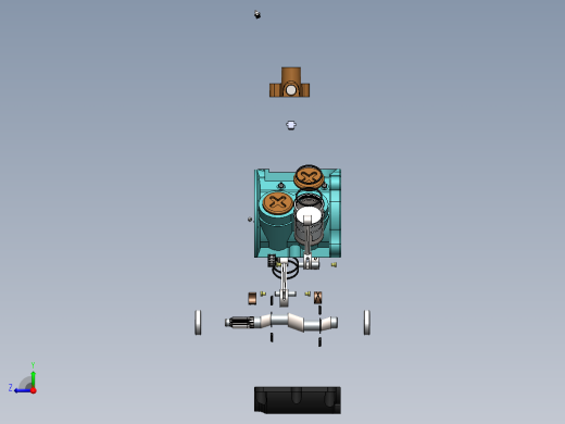 简易四缸发动机爆炸3D模型图纸 Solidworks设计 附平面工程图右视缩略图
