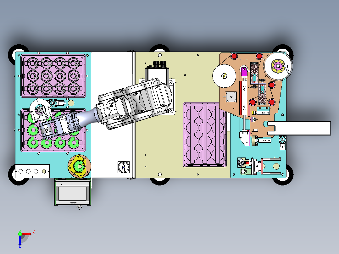 PCB板支架自动组装机俯视图
