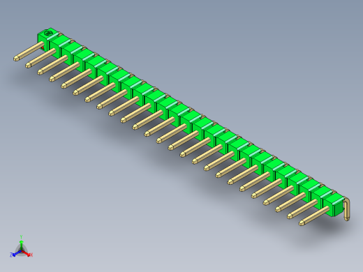 彩色公排针 100mil 2.54mm 系列-DS1022_green_1x25p_100mil_TypeD_rev1.0