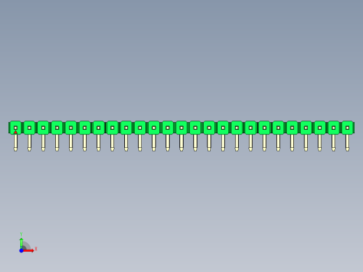 彩色公排针 100mil 2.54mm 系列-DS1022_green_1x25p_100mil_TypeD_rev1.0前视缩略图