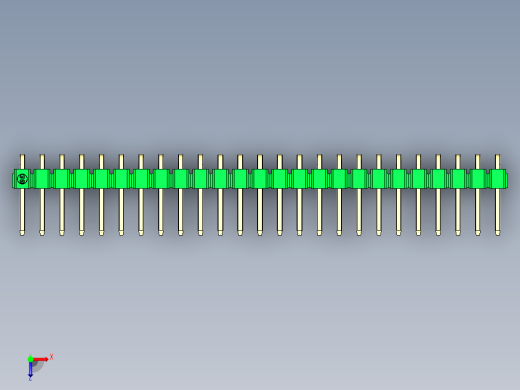 彩色公排针 100mil 2.54mm 系列-DS1022_green_1x25p_100mil_TypeD_rev1.0俯视缩略图