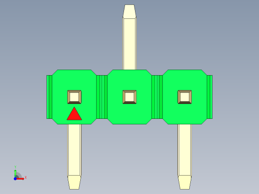 彩色公排针 100mil 2.54mm 系列-DS1022_green_03p_100mil_Type_SMT_R2_rev1.0前视缩略图