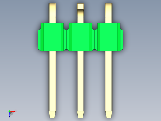 彩色公排针 100mil 2.54mm 系列-DS1022_green_03p_100mil_Type_SMT_R2_rev1.0俯视缩略图