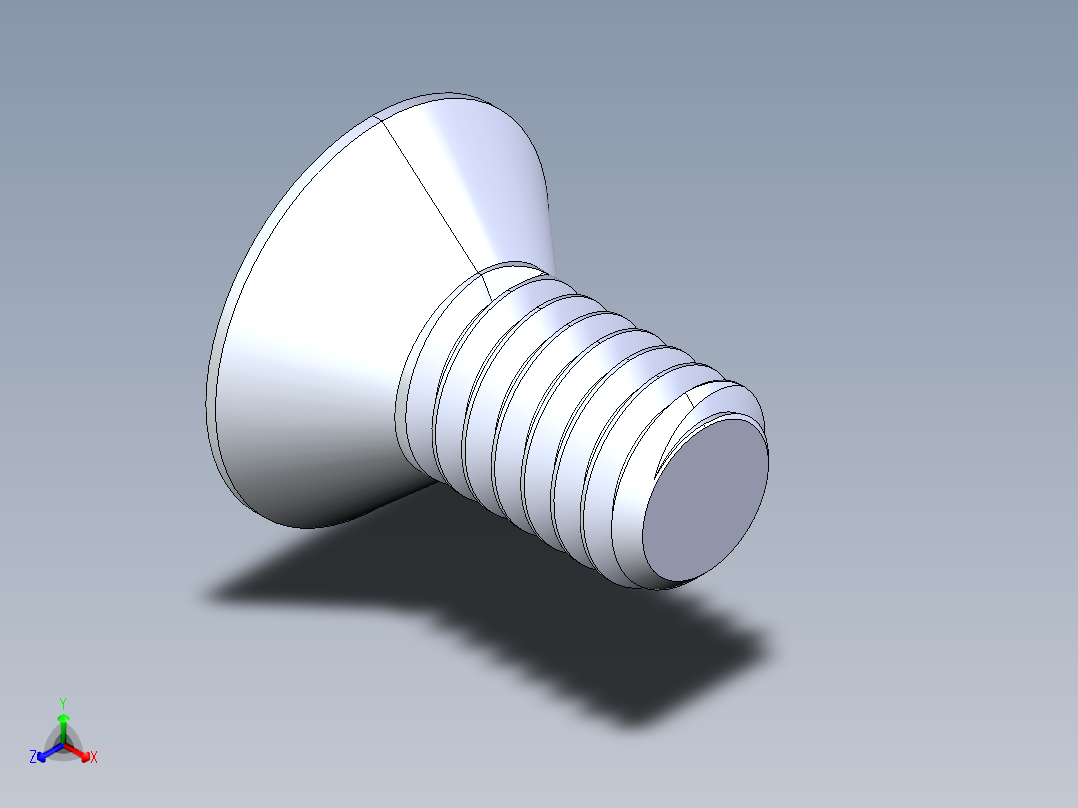 锥形内六角头螺钉-FHCS 0.3125x 0.625正等轴测图
