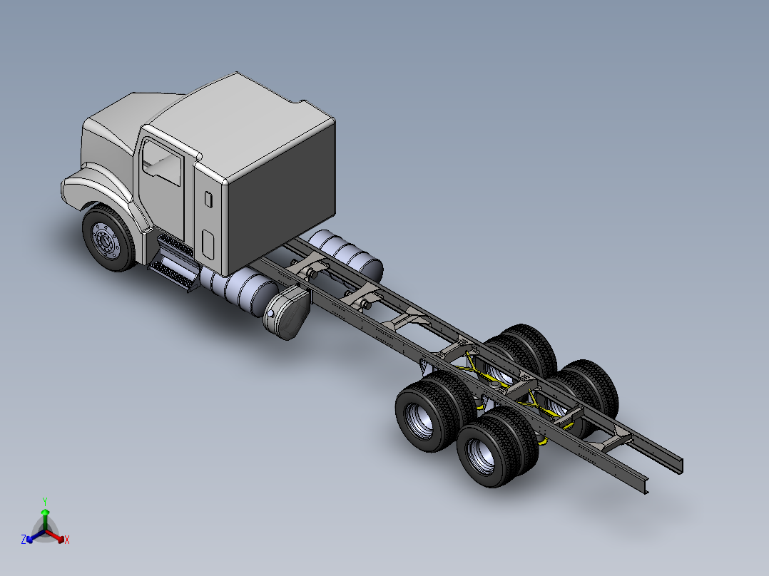 肯沃斯T880卡车牵引车和框架双框架轨道