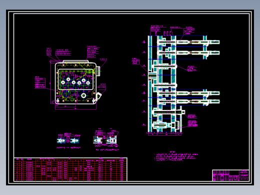 组合机床多轴箱装配图，始依据图等