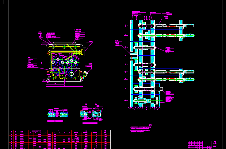 组合机床多轴箱装配图，始依据图等
