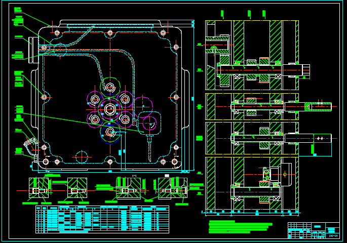 组合机床多轴箱装配图，始依据图等