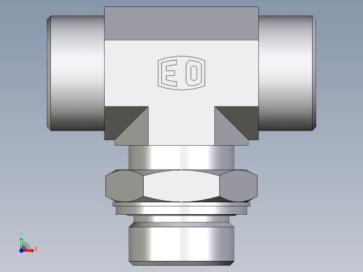 卡套式工业通用硬管接头EO_Adjustable_locknut_branch_tee_TEE25SMOMDCF前视缩略图